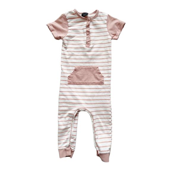 Little Bipsy Blush Stripe Pocket Romper Size 2T-3T - Picture 1 of 5